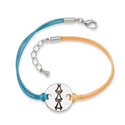 Tri Delta Sorority Circular Disc Blue &amp; Yellow Bracelet Brass DDD001, MPN: DDD001, 810680026432