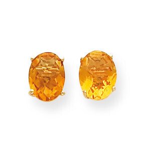 8x6mm Oval Citrine Checker Earrings 14k Gold XE88CC, MPN: XE88CC, 883957108162