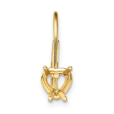 Heart 5.0mm Cast Basket Leverback Earring Mounting 14k Yellow Gold YG420, MPN: YG420,