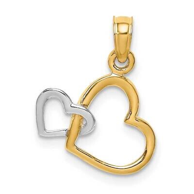 Polished 2-D Hearts Interwined Charm 14k Two-tone Gold K9493, MPN: K9493, 637218163984