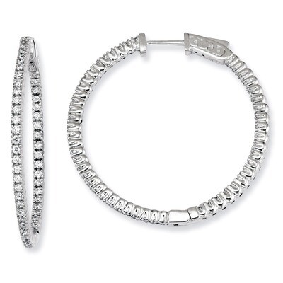 Diamond In and Out Round Hoop Earrings Sterling Silver Rhodium-plated QE7562, MPN: QE7562, 88677427…