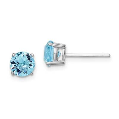 Aqua Blue Swarovski Crystal Birthstone Earri Sterling Silver Rhodium-plated QE14067MAR, MPN: QE1406…