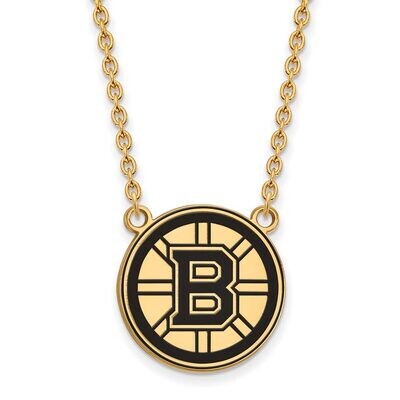 Boston Bruins Large Enamel Pendant with Chain Necklace Gold-plated Silver GP045BRI-18, MPN: GP045BR…