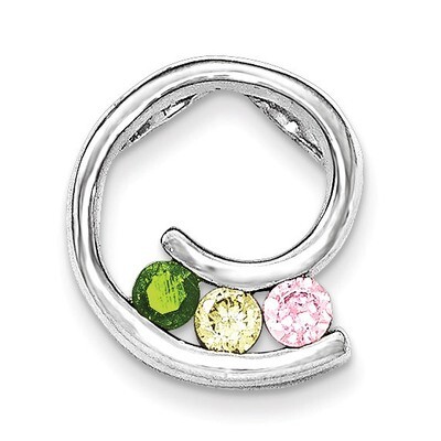 Polished Green,Yellow,Pink CZ Slide Sterling Silver QP4303