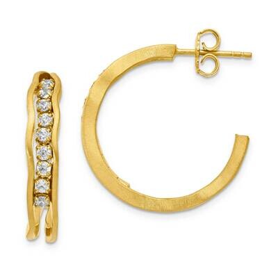 Sterling Silver Satin finish post hoop earring with stones-yellow J319746240000