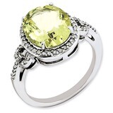 Lemon Quartz Ring Sterling Silver Diamond QR3063LQ, MPN: QR3063LQ, 883957403632