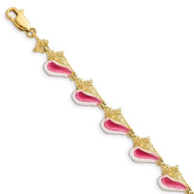3-D Conch Shell Bracelet 14k Gold Enamel FB1560-7.25, MPN: FB1560-7.25, 63721811195