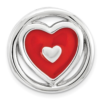 Red Enameled Heart Chain Slide Sterling Silver Small QSK1685, MPN: QSK1685, 886774640044