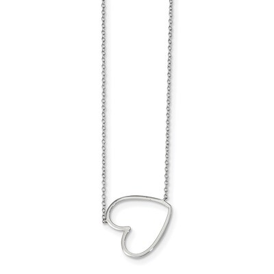 Heart Necklace 16 Inch Sterling Silver Rhodium-plated QG4368-16, MPN: QG4368-16, 191101003288