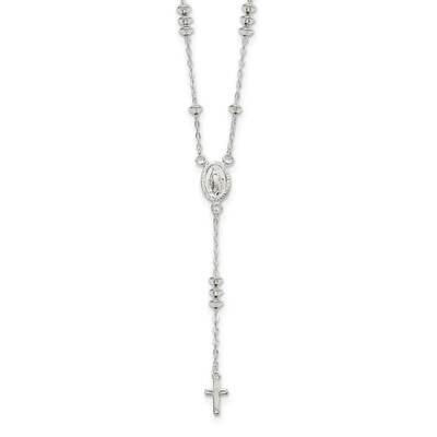 Mary and Cross Y-Drop 1.75 Inch Extender Necklace 19.75 Inch Sterling Silver Polished QG6043-18, MP…
