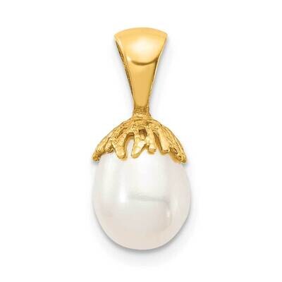 7-8mm White Rice Freshwater Cultured Pearl Pendant 14k Gold XF736, MPN: XF736, 883957627380