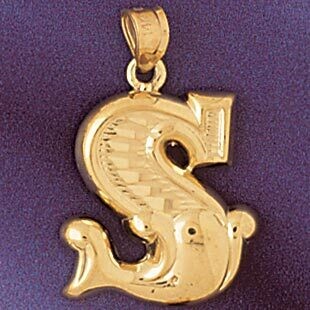 Dazzlers Jewelry Initial S Pendant Necklace Charm Bracelet in Yellow, White or Rose Gold 9577s, MPN…