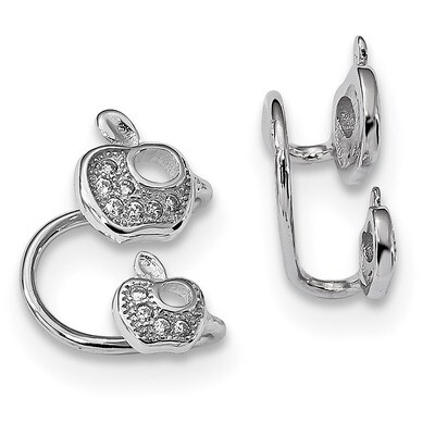 CZ Diamond Double Apple Left Cuff Earring Sterling Silver Rhodium-plated QE13680, MPN: QE13680, 883…