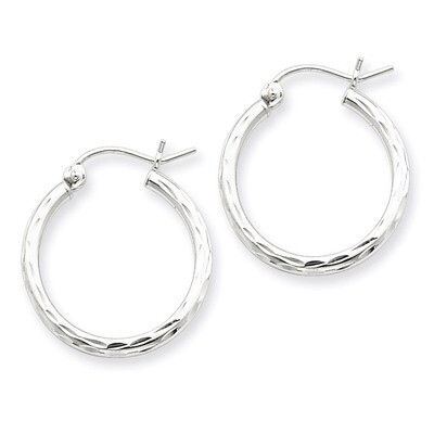 2.00mm Diamond-cut Hoop Earrings Sterling Silver Rhodium-plated QE3531, MPN: QE3531, 883957718705