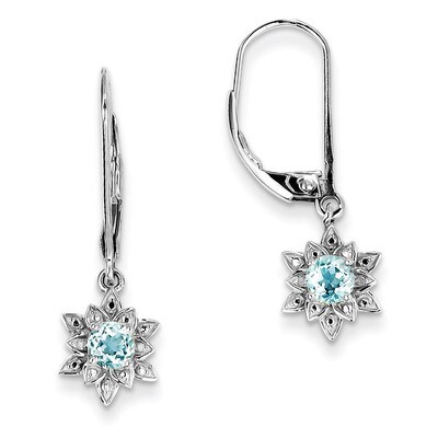 Light Blue Topaz Earrings Diamond Sterling Silver QE10157BT, MPN: QE10157BT, 883957356518