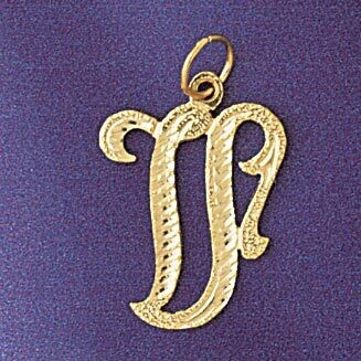 Dazzlers Jewelry Initial V Classic Pendant Necklace Charm Bracelet in Yellow, White or Rose Gold 95…