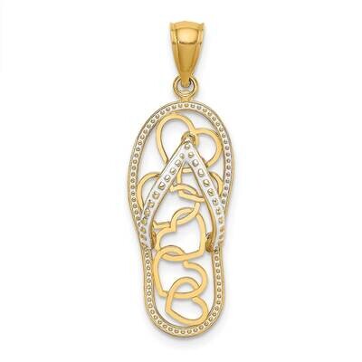 Multi Heart Flip-Flop with White Enamel Charm 14k Gold K6993, MPN: K6993, 637218136261