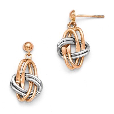 Leslie&#39;s (Rose &amp; White) Polished Post Dangle Earrings - 14k Gold Two-tone HB-LE649, MPN: LE649, 886…