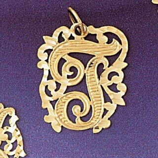 Dazzlers Jewelry Initial T Pendant Necklace Charm Bracelet in Yellow, White or Rose Gold 9557t, MPN…