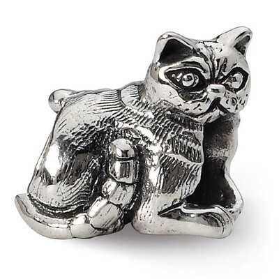 Exotic Shorthair Cat Bead - Sterling Silver QRS1269, MPN: QRS1269, 883957302324
