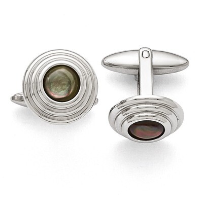 Polished Black Mother of Pearl Cufflinks - Stainless Steel SRC295 by Chisel, MPN: SRC295, 886774621…
