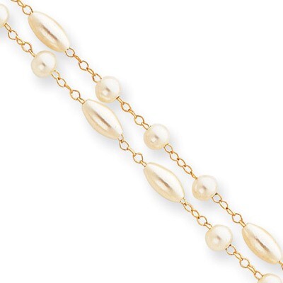 Kelly Waters Two Strand Simulated Pearl Bracelet 8.25 Inch Gold-plated KW187-8.25, MPN: KW187-8.25,