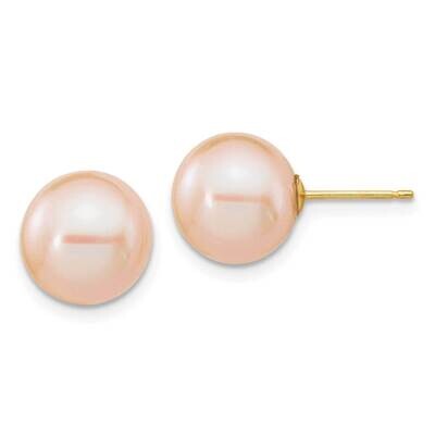 10-11mm Round Pink Cultured Freshwater Pearl Earrings 14k Gold X100PPI, MPN: X100PPI, 191101801099