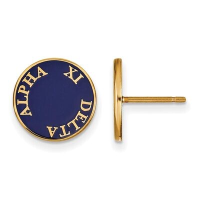 Alpha Xi Delta Enameled Post Earrings Gold-plated Silver GP019AXD, MPN: GP019AXD, 886774923390