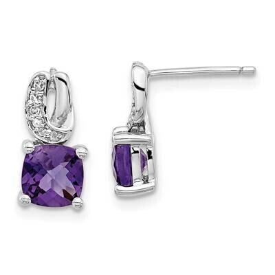 Sterling Silver Amethyst and CZ Post Earrings EXS1972/AM-SSBS45-C