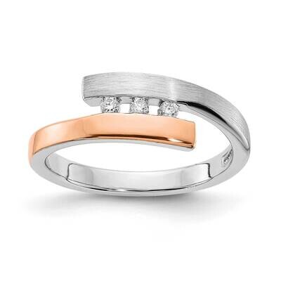 Rose Gold-Plated Diamond Bypass Ring Sterling Silver Rhodium-Plated QR7193, MPN: QR7193,