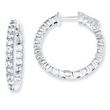 40 Stones In and Out Round Hoop Earrings Sterling Silver with Diamonds QE7580, MPN: QE7580, 8867742…