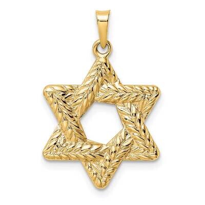 Textured Solid Star of David Pendant 14k Gold Polished XR1977, MPN: XR1977,