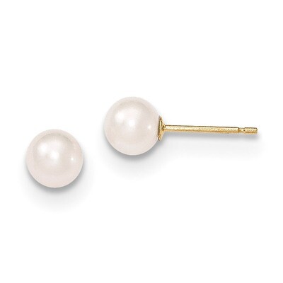 5-6mm Round White Saltwater Akoya Cultured Pearl Post Earrings 14k Gold XF492E, MPN: XF492E, 886774…