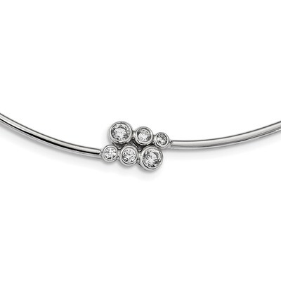 CZ Diamond Hinged Neck Wire Sterling Silver Rhodium-plated QG4625, MPN: QG4625,