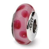 Pink Hand-blown Glass Bead Sterling Silver QRS593, MPN: QRS593, 883957725031