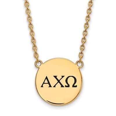 Alpha Chi Omega Small Enameled Pendant with 18 Inch Chain Gold-plated Silver GP017ACO-18, MPN: GP01…