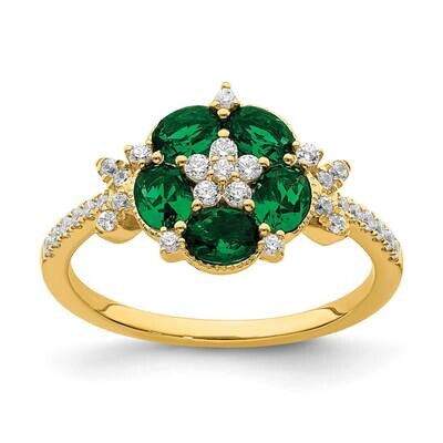 Si1/Si2, G H I, Cr.Emerald Floral Ring 14k Gold Lab Grown Diamond RM7933-CEM-025-YLG, MPN: RM7933-C…