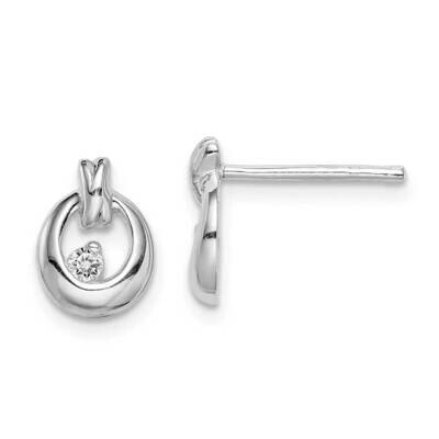 Circle Earrings Sterling Silver Rhodium-plated CZ Diamond QE14821, MPN: QE14821, 886774002651