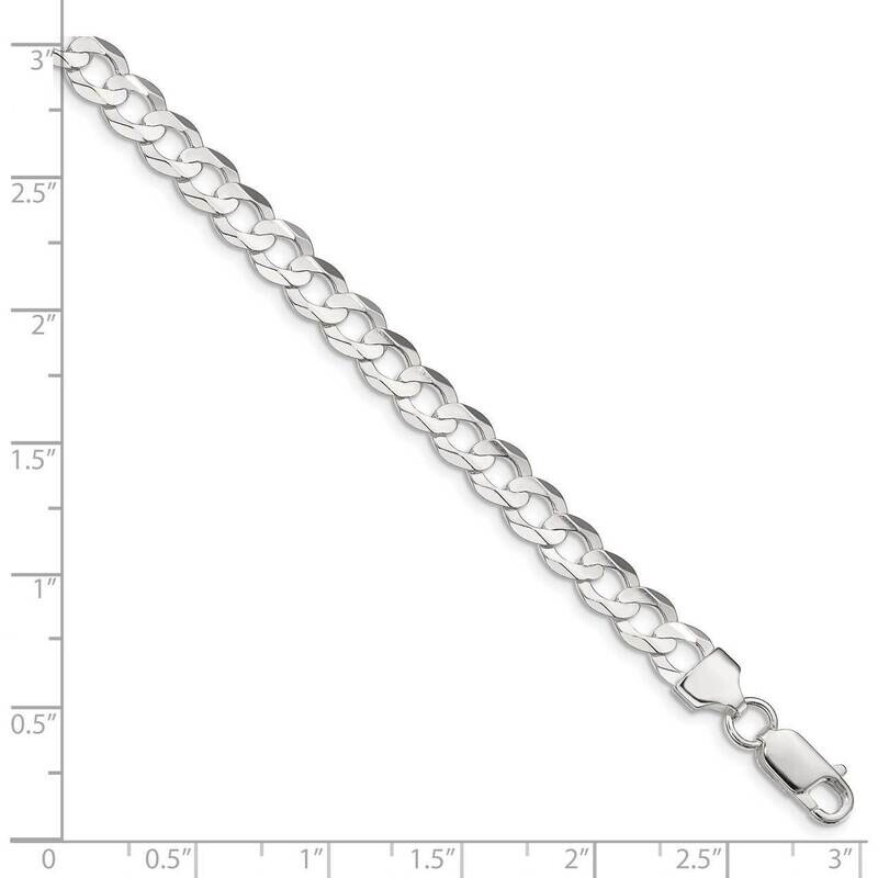 20 Inch 6.75mm Concave Beveled Curb Chain Sterling Silver QCBC180-20, MPN: QCBC180-20, 886774034300