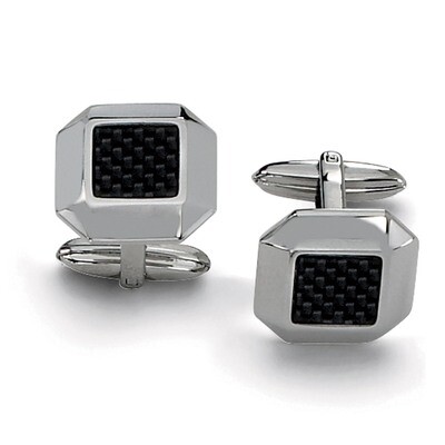 Black Carbon Fiber Cufflinks - Stainless Steel SRC164 by Chisel, MPN: SRC164, 883957747293