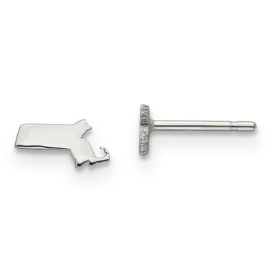 Massachusetts State Small Earrings 14k White Gold Engravable XNE50W-MA, MPN: XNE50W-MA, 886774758510