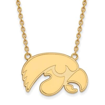 University of Iowa Large Pendant with Chain Necklace Gold-plated Silver GP016UIA-18, MPN: GP016UIA-…