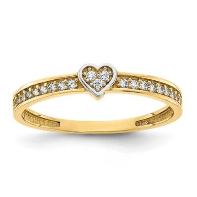Polished with Heart and CZ Diamond Ring 14k Gold with White Rhodium R956, MPN: R956, 196904041680