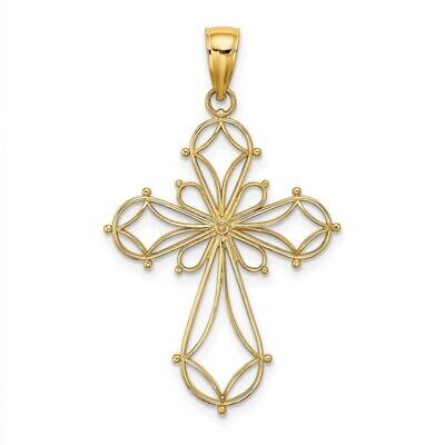 Shapes Fancy Cross Charm 14k Gold Cut-out K8332, MPN: K8332, 637218015887