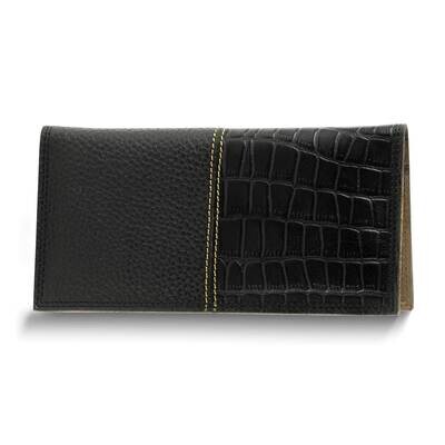 Black Pebbled Buffalo Crocodile Print Leather Rodeo Wallet GM25077BLK, MPN: GM25077BLK,