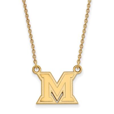 Miami University Small Pendant with Chain Necklace Gold-plated Silver GP011MU-18, MPN: GP011MU-18, …