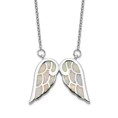 Created Opal Wing with 1.5 Inch Extender Necklace Sterling Silver Rhodium-plated QG5184-16.5, MPN: …