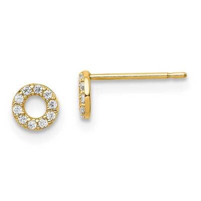 Circle Post Earrings 14k Gold CZ Diamond SE2913 by Madi K, MPN: SE2913, 883957962733