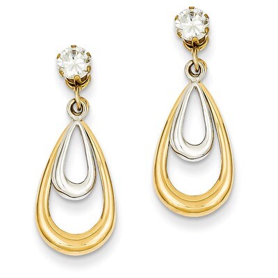 Polished with Synthetic Diamond Stud Earring Jackets 14k Two-tone Gold YE1593, MPN: YE1593, 7168382…