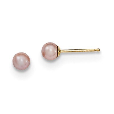 3-4mm Purple Round Cultured Pearl Stud Earrings 14k Gold X30PPU, MPN: X30PPU, 191101433023